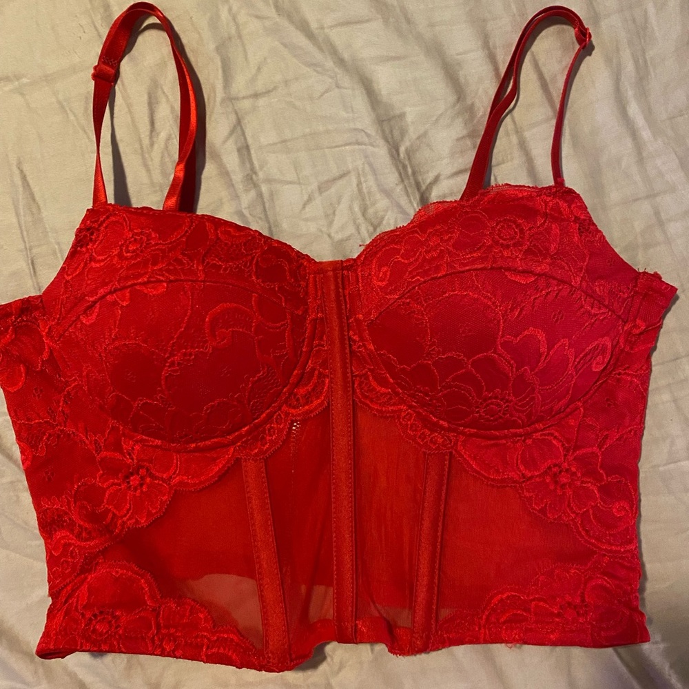 Lace Red Crop Top